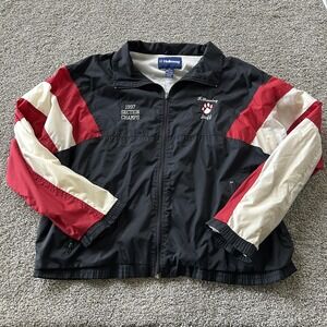 Vintage Ladycats Softball Jacket Womens XL Black Red Baseball Holloway 1997